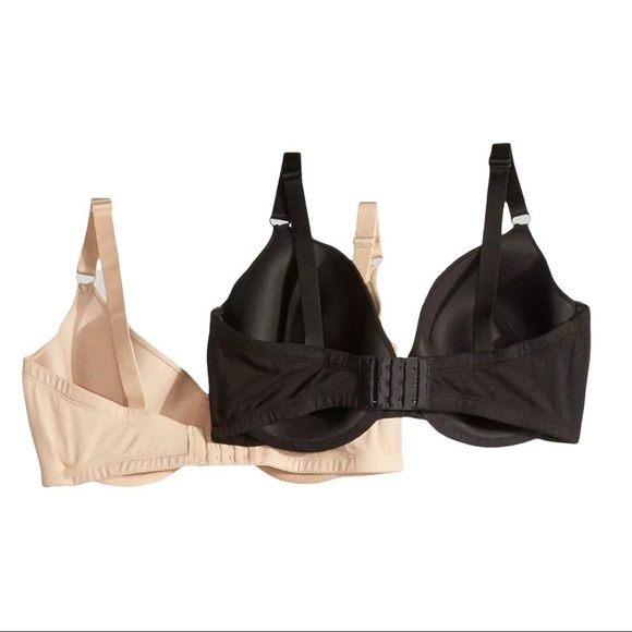 Fruit of the Loom 2 Pack Bra 34 Black Beige Padded Comfort Lounge Everyday Fit - Picture 5 of 7